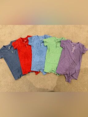 Primary Heathered Shortie Rompers